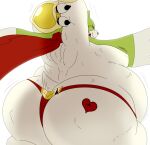  a-side anthro armor bandai_namco big_butt butt clothing digimon digimon_(species) fur gargomon hi_res long_ears male moobs nipples overweight rear_view scarf solo stretching thong unconvincing_armor underwear white_body white_fur 