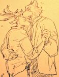  anthro antlers beastars canid canine canis clothing dancing deer duo eyes_closed hand_holding horn legoshi_(beastars) louis_(beastars) male male/male mammal slow_dancing suit wolf wuffinarts 