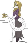  2023 anthro blonde_hair bottomwear clothing digital_drawing_(artwork) digital_media_(artwork) dinosaur eyelashes female freckles hair long_hair long_tail looking_at_viewer looking_back looking_back_at_viewer mature_anthro mature_female reptile scales scalie simple_background skirt snoot_game snout solo tail tarja_(snoot_game) unknown_artist white_body white_eyes white_scales yellow_sclera 