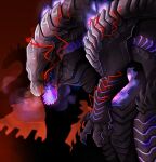  absurd_res arm_spikes black_body black_scales claws dinosaur godzilla godzilla_(series) hi_res kaiju long_tail male monster open_mouth red_eyes red_sky reptile rifulian scales scalie sharp_teeth sky solo spikes spikes_(anatomy) story story_in_description tail teeth toho 