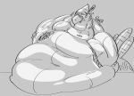  anthro avian belly big_belly breath_of_the_wild fanofblimp hi_res huge_belly kass_(tloz) male monochrome moobs morbidly_obese morbidly_obese_anthro morbidly_obese_male nintendo obese obese_anthro obese_male overweight overweight_anthro overweight_male rito solo the_legend_of_zelda 