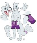  2021 3_toes 5_fingers anthro blue_eyes charles_(suddendraft) dewgong fangs feet fingers fur furgonomic_bottomwear gaping_mouth generation_1_pokemon grey_body grey_fur hi_res male membrane_(anatomy) nintendo open_mouth pink_tongue pokemon pokemon_(species) sabertooth_(anatomy) sharp_teeth simple_background sketch_page solo teeth toes tongue uvula watchoutfordragons webbed_feet webbed_hands white_background 