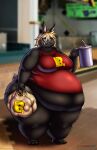 2023 absurd_res anthro bag belly big_belly big_breasts big_butt black_body black_fur blake_dinewel blonde_hair blue_eyes bottomwear breasts buckteeth butt clothing container cup digital_media_(artwork) english_text female food fries fur hair hi_res huge_thighs if_hell_had_a_taste lagomorph leporid licking licking_lips mammal obese obese_anthro obese_female overweight overweight_anthro overweight_female rabbit shirt shorts solo straw teeth text thick_thighs tongue tongue_out topwear viroveteruscy weight_gain weight_gain_drive 