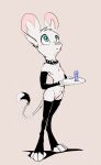  animancer arm_warmers armwear bottomless clothed clothing collar dipodid footwear green_eyes hi_res jerboa legwear lube luck_(animancer) mammal rodent socks thigh_highs 