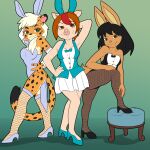  absurd_res anthro breasts cheetah cutey_bunny felid feline female fishnet hi_res jim_hardiman lagomorph leporid mammal paoguu playboy_bunny rabbit 