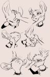  animancer arm_warmers armwear blush bodily_fluids clothing collar dipodid face hi_res jerboa luck_(animancer) mammal pet petting rodent scritchies sketch sweat 