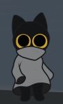  ambiguous_gender black_body cloak clothed clothing domestic_cat felid feline felis gooblie_2 google google_doodle grey_clothing halloween holidays magic_cat_academy mammal momo_(google) simple_background solo topwear 