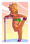  anthro antlers blonde_hair bodily_fluids butt clothing deer deltarune duo female hair hi_res hooves horn long_ears mammal noelle_holiday ponytail solo stretching sweat track_and_field undertale_(series) underwear zixzs-redlight 