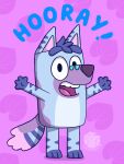 andromorph_(lore) anthro blue_body blue_fur blue_hair bluey_(series) canid canine english_text fox fur hair hi_res luckfoxo33 male mammal multicolored_body multicolored_fur open_mouth open_smile pink_background purple_body purple_fur simple_background smile text tolng trans_(lore) trans_man_(lore) white_body white_fur wide_eyed 