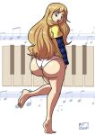  ass axel_rosered blonde_hair highres huge_ass instrument k-on! keyboard_(instrument) kotobuki_tsumugi long_hair panties underwear white_panties 
