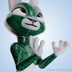  anthro blender_(software) clothing comorito felid feline hi_res hybrid lagomorph leporid lynx male mammal mask rabbit rubber rubber_clothing solo 