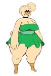  anatid annoyed anseriform anthro avian big_breasts big_butt bird breasts butt clothing dress duck feathers female green_clothing green_dress hi_res huge_breasts marble_(sssonic2) solo sssonic2 thick_thighs white_body white_feathers wide_hips 