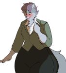  anthro blush canid canine canis comisariomcnuggets female fur hi_res mammal multicolored_body multicolored_fur slightly_chubby solo wide_hips wolf 