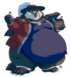  absurd_res alpha_channel anthro badger belly big_belly black_body black_fur caleblloyd capelet claws clothed clothing container cravat eyewear fur hat hat_feather headgear headwear hi_res holding_container holding_object holding_potion loose_feather male mammal monocle moobs mustelid musteline obese obese_anthro obese_male open_mouth open_smile overweight overweight_anthro overweight_male potion simple_background smile solo standing thick_thighs toe_claws transparent_background white_body white_fur wide_hips 