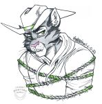  anthro bdsm bondage bound clothing cowboy domestic_cat felid feline felis hoodie humanoid james_(disambiguation) kat lariat lasso male mammal restraints rope rope_bondage sketch solo thehuntingwolf topwear uo western 