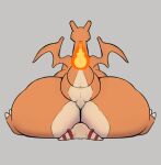  2023 absurd_res anthro big_butt butt butt_crush canid canine canis charizard covertcanine coyote digital_drawing_(artwork) digital_media_(artwork) duo facesitting fire flaming_tail generation_1_pokemon hi_res hybrid kale_(covertcanine) male mammal nintendo pokemon pokemon_(species) sitting_on_another sitting_on_partner size_difference spread_wings tail wings 