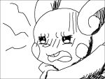  1000_hours_in_ms_paint alolan_form alolan_raichu ambiguous_gender annoyed_expression anonymous_artist clothing disgusted_expression eyelashes female fur gloom_lines implied_transformation mammal monochrome nintendo open_mouth pokemon pokemon_(species) randomizer_raichu regional_form_(pokemon) rodent simple_background sketch solo sweater topwear white_background 