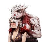  &lt;3 abs absurd_res anthro baldur&#039;s_gate blood blood_on_face blood_on_hand blush bodily_fluids clothing dragon dragonborn_(dnd) dungeons_and_dragons duo eyes_closed female hair half_elf hasbro hi_res horn male muscular muscular_anthro muscular_male pecs pouting scales shadowheart shirtless simple_background smile the_dark_urge_(baldur&#039;s_gate) white_background white_body white_hair white_scales wizards_of_the_coast 