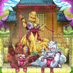  1:1 alolan_form alolan_vulpix anthro areola asian_clothing blue_eyes blush breasts building butt camel_toe canid canine canis cherry_blossom clothed clothing cloud detailed_background east_asian_clothing exposed_breasts feet female fox fur generation_1_pokemon grass group hair japanese_clothing kagura_suzu kitsune_youkai legwear logo looking_at_viewer mammal miko_outfit mountain multi_tail ninetales nintendo nipples outside panties pawpads paws plant pokeball pokemon pokemon_(species) regional_form_(pokemon) rooftop shide shrine shrine_maiden sky sliding_door smile spread_legs spreading stone_floor stone_wall tail tile toes topwear torii tree trio underwear vines vulpix wall_(structure) white_body white_fur wood_floor wood_wall 