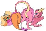  activision alternate_costume anthro anus big_breasts bottomless bottomwear breasts butt clothed clothing clothing_lift coco_bandicoot crash_bandicoot_(series) crossover dress duo ember_(spyro) female female/female genitals katanagirl pussy skirt skirt_lift spyro_the_dragon 