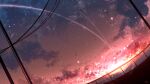  chinese_commentary cloud commentary_request dutch_angle highres lens_flare no_humans original outdoors power_lines rune_xiao scenery signature sky star_(sky) star_(symbol) starry_sky still_life sunset 