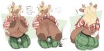 absurd_res anthro antlers areola big_areola big_breasts big_butt blonde_hair breast_drop breasts brown_body brown_fur buckteeth butt capreoline christmas christmas_clothing clothed clothing clothing_lift deer deltarune dullvivid english_text female front_view fur green_eyes hair hi_res holidays horn huge_areola huge_breasts hyper hyper_breasts mammal noelle_holiday rear_view reindeer sagging_breasts shirt shirt_lift solo teeth text thick_thighs topwear undertale_(series) wide_hips 