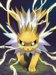  2022 absurd_res ambiguous_gender angry digital_media_(artwork) eeveelution electricity feral fur generation_1_pokemon hi_res jolteon looking_at_viewer night nintendo paws pokemon pokemon_(species) quadruped solo white_body white_fur yellow_body yellow_fur zira2626 