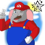  armor clothing elephant elephant_mario elephantid facial_hair fafnir_stardust_(artist) gauntlets gloves handwear hi_res male mammal mario mario_bros mustache nintendo overalls proboscidean slightly_chubby solo super_mario_wonder 