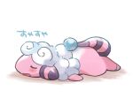  blush closed_eyes commentary_request flaaffy from_side full_body lying no_humans on_stomach open_mouth pokemon pokemon_(creature) simple_background sleeping solo tansho translation_request white_background 