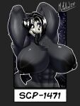  2023 abs absurd_res anthro areola big_breasts black_areola black_body black_fur black_hair black_nipples black_tongue bone breasts canid canine female fur hair hi_res malo mammal mrmelted muscular muscular_anthro muscular_female nipple_piercing nipples nude piercing scp-1471 scp-1471-a scp_foundation skull skull_head solo tail tongue 