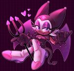  &lt;3 2022 5_fingers anthro bat boots breasts brown_body brown_skin candycatstuffs cleavage clothed clothing cosplay crossover crossover_cosplay eyeshadow female fingers footwear fur gloves handwear hi_res kuromi lipstick makeup mammal membrane_(anatomy) membranous_wings onegai_my_melody rouge_the_bat sanrio sega signature solo sonic_the_hedgehog_(series) white_body white_fur wings 