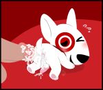  1:1 after_sex anal anthro anus balls blush bodily_fluids bull_terrier bullseye_(target) butt canid canine canis cum cum_in_ass cum_inside cum_on_balls cum_on_butt cum_on_penis digital_drawing_(artwork) digital_media_(artwork) domestic_dog duo erection fur genital_fluids genitals hi_res humanoid_genitalia humanoid_penis hunting_dog looking_at_viewer looking_back male male/male male_penetrated mammal mascot muffinlewds nude offscreen_character on_model one_eye_closed open_mouth penetration penis presenting presenting_hindquarters simple_background smile solo_focus tail target target_corporation terrier white_body white_fur wink 