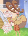  &lt;3 anthro antlers balls big_antlers big_penis blue_clothing blue_hat blue_headwear blush blush_lines bottomwear brown_body brown_fur clothed clothing deer dialogue embarrassed eyes_closed fur genitals happy hat headgear headwear hi_res horn hornygraphite huge_antlers huge_penis male mammal navel new_world_deer nipples one_piece open_mouth orange_bottomwear orange_clothing orange_shorts partially_clothed pattern_clothing pattern_topwear penis pink_nipples reindeer shorts shorts_down solo speech_bubble striped_clothing striped_topwear stripes talking_to_viewer text tony_tony_chopper topwear white_clothing white_topwear yellow_clothing yellow_topwear 
