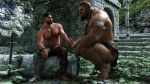  16:9 bottomwear clothing duo fangs hi_res human humanoid humanoid_pointy_ears jewelry lex-icon loincloth male male/male mammal muscular muscular_male necklace orc size_difference teeth widescreen 