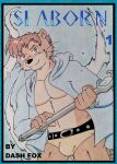  absurd_res anthro belt black_nose blue_clothing blue_eyes blue_topwear bottomwear brown_body brown_fur brown_hair bulge clothed clothing comic cover cover_art cover_page dashthefox english_text fur hair hi_res holding_object holding_staff leather logo magic magic_staff magic_user magic_wand male mammal manly mustelid open_clothing otter pecs spell staff text topwear traditional_media_(artwork) underwear whiskers 