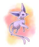  animal_focus commentary espeon forehead_jewel forked_tail no_humans pokemon pokemon_(creature) purple_eyes purple_fur solo symbol-only_commentary tail towa_(clonea) watercolor_background white_background 