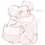  1:1 4_fingers anthro areola armpit_hair balls big_tail blush body_hair breasts brown_and_white brown_eyes cheek_tuft chest_tuft chibi circle_eyebrows curvy_figure digital_media_(artwork) ear_blush erect_nipples eyebrows facial_tuft fingers flaccid fluffy fluffy_tail foreskin fur genitals girly hands_on_tail hi_res hourglass_figure humanoid_genitalia humanoid_penis inner_ear_fluff japanese_text kemono leaning leaning_forward looking_at_viewer male mammal monochrome multicolored_body navel neck_tuft nezumickey nipples nude open_mouth penis presenting presenting_breasts puffy_areola pupils rodent round_ears sciurid simple_background slim slit_pupils small_breasts small_penis solo standing tail text thick_thighs tree_squirrel tuft two_tone_body unretracted_foreskin wide_eyed wide_hips young 