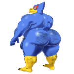  1:1 absurd_res anthro big_butt body_hair butt butt_hair falco_lombardi flaccid genitals hairy_arms hi_res humanoid leg_hair looking_back male muscular nintendo penis possbooty pubes slightly_chubby solo star_fox 