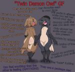  absurd_res anthro avian avian_feet beak big_butt bird blush butt clothing duo eyebrows eyeshadow feathers feet female flat_chested front_view fur genitals hair headgear hi_res host_hu looking_at_viewer looking_back makeup meme nude one_eye_obstructed owl owl_demon pussy rear_view short_stack showing_rear simple_background smile standing tail tail_feathers talons text thick_eyebrows thick_thighs wide_hips 