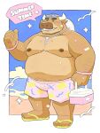  2023 absurd_res anthro beach belly big_belly bottomwear bovid bovine brown_body cattle clothing cloud eyewear eyewear_on_head footwear hat headgear headwear hi_res humanoid_hands kemono male mammal moobs nipples outside overweight overweight_male peekeroro sandals seaside shorts solo straw_hat sunglasses sunglasses_on_head swimwear water 