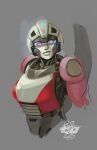  1girl arcee armor blue_eyes breasts colored_skin curvy grey_background helmet highres humanoid_robot medium_breasts panties red_panties robot shoulder_armor simple_background thick_lips transformers transformers:_rise_of_the_beasts transformers_(live_action) underwear zeromayhem 