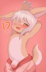  absurd_res anthro blush brown_body clothed clothing foreskin genitals hair hi_res humanoid_genitalia humanoid_penis made_in_abyss male nanachi one_eye_closed open_mouth penis raku_700 red_eyes solo white_hair 