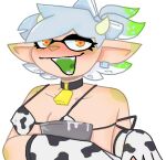  animal_humanoid animal_print big_breasts bikini blush bodily_fluids bovid bovid_humanoid bovine bovine_humanoid breasts bucket bucket_of_milk cephalopod cephalopod_humanoid clothing collar container cow_print cowbell digital_media_(artwork) ear_piercing female fuzzrock3 horn huge_breasts humanoid humanoid_pointy_ears inkling looking_at_viewer mammal mammal_humanoid marie_(splatoon) marine marine_humanoid milk mollusk mollusk_humanoid nintendo open_mouth piercing pseudo_hair smile solo splatoon swimwear tentacle_hair tentacles 