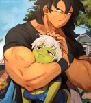 1boy 1girl :3 absurdres ass bandaid bandaid_on_face black_shirt blush breasts broly_(dragon_ball_super) car casual cheelai cleavage collarbone colored_skin day dragon_ball dragon_ball_super dragon_ball_super_broly green_skin grey_hair hair_between_eyes highres house khyle. large_breasts long_hair looking_at_viewer mirror mordecai_(regular_show) motor_vehicle muscular muscular_male my_little_pony outdoors pink_eyes regular_show rigby shirt short_hair smile twilight_sparkle veins veiny_arms web_address 