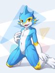  anthro aquatic_dragon blue_body digital_media_(artwork) dragon fin fishy_fizz hi_res kneeling looking_at_viewer male marine nude open_mouth simple_background smile solo yellow_eyes 