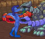  2023 3_heads 4_fingers 4_toes anal anthro anthro_on_feral anthro_penetrating anthro_penetrating_feral balls bestiality blue_balls blue_body blue_scales blush bodily_fluids cave claws clothing cum cum_from_mouth cum_in_mouth cum_inside dragon eyes_closed feet feral feral_penetrated fingerless_gloves fingers genital_fluids genitals gloves gloves_(marking) green_claws green_clothing green_gloves green_handwear grey_body grey_eyes grey_pupils grey_scales handwear head_grab hi_res hydra inside leg_markings lizard male male/male male_penetrated male_penetrating male_penetrating_male markings mostly_nude multi_head nintendo oral penetration pupils red_body red_scales reptile rimming scales scalie sex side_view socks_(marking) standing the_legend_of_zelda toe_claws toes tongue tongue_out trinexx ulti_(ultilix) ultilix 