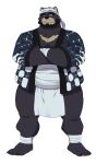  2023 absurd_res anthro asian_clothing bear beard black_body black_nose clothing east_asian_clothing facial_hair fundoshi hi_res japanese_clothing jerry_5779 kemono male mammal overweight overweight_male simple_background solo underwear white_background white_clothing white_fundoshi white_underwear 