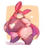  &lt;3 big_breasts big_butt breasts butt fan_character female hair hand_on_hip hands_on_hips hi_res lagomorph lightmizano long_hair mammal short_stack simple_background solo thick_thighs 