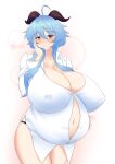  animal_humanoid belly big_belly big_breasts big_butt blue_hair blush breasts brown_eyes butt cleavage clothed clothing dragon dragon_humanoid female ganyu_(genshin_impact) genshin_impact hair hi_res horn horned_humanoid huge_breasts huge_thighs humanoid hyper hyper_breasts midriff mihoyo navel nipple_outline pregnant puffywaffles smile solo standing thick_thighs 