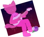  2019 ambiguous_gender anthro biped claws clothing domestic_cat eyes_closed felid feline felis fur guitar hi_res holding_guitar holding_musical_instrument holding_object holding_pluck_string_instrument holding_string_instrument mae_borowski mammal musical_instrument night_in_the_woods notched_ear paws pink_body pink_clothing pink_ears pink_fur pink_tail plucked_string_instrument potato_the_chip signature solo string_instrument tail translucent translucent_body translucent_clothing translucent_guitar translucent_instrument translucent_musical_instrument 